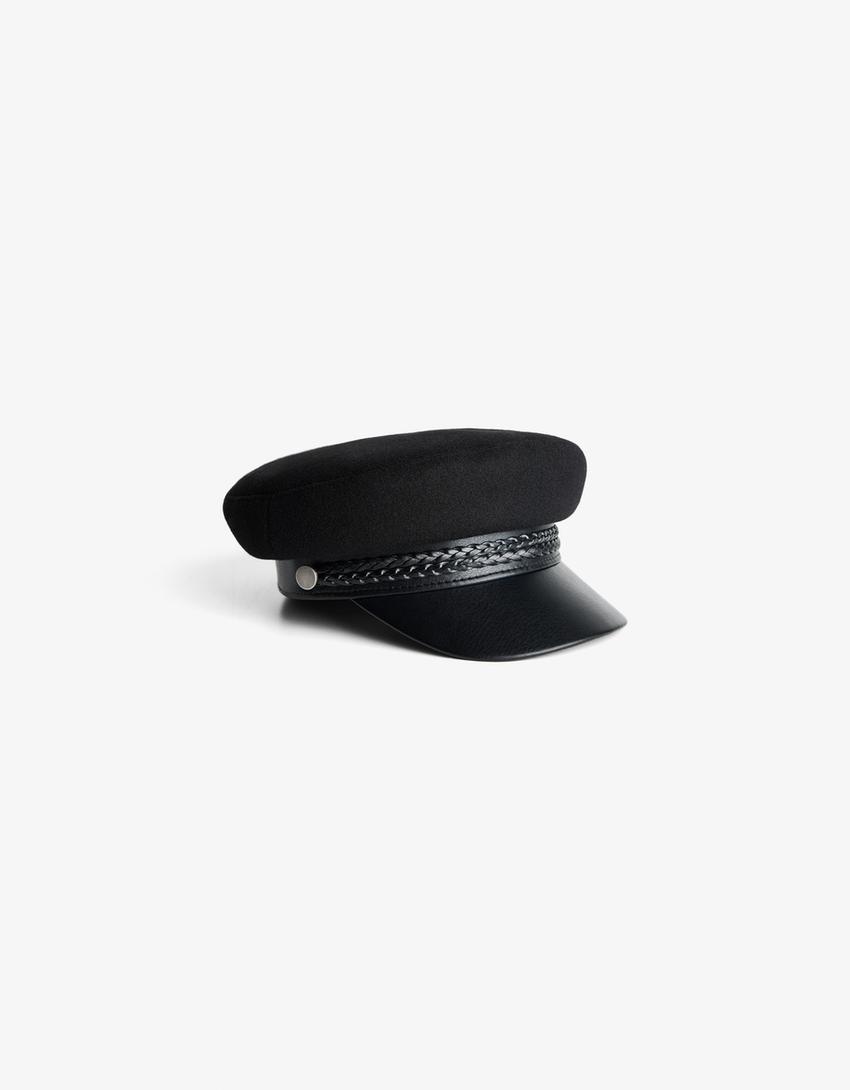 Felt texture cap-Black