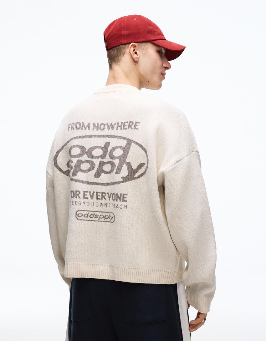 Pullover mit Jacquard-Print-Grbrochenes Weiss