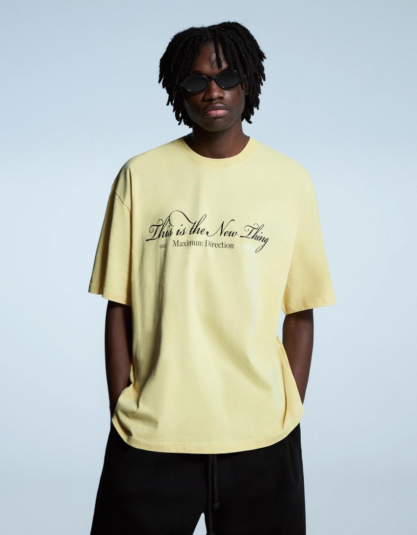 Short sleeve print T-shirt-Yellow