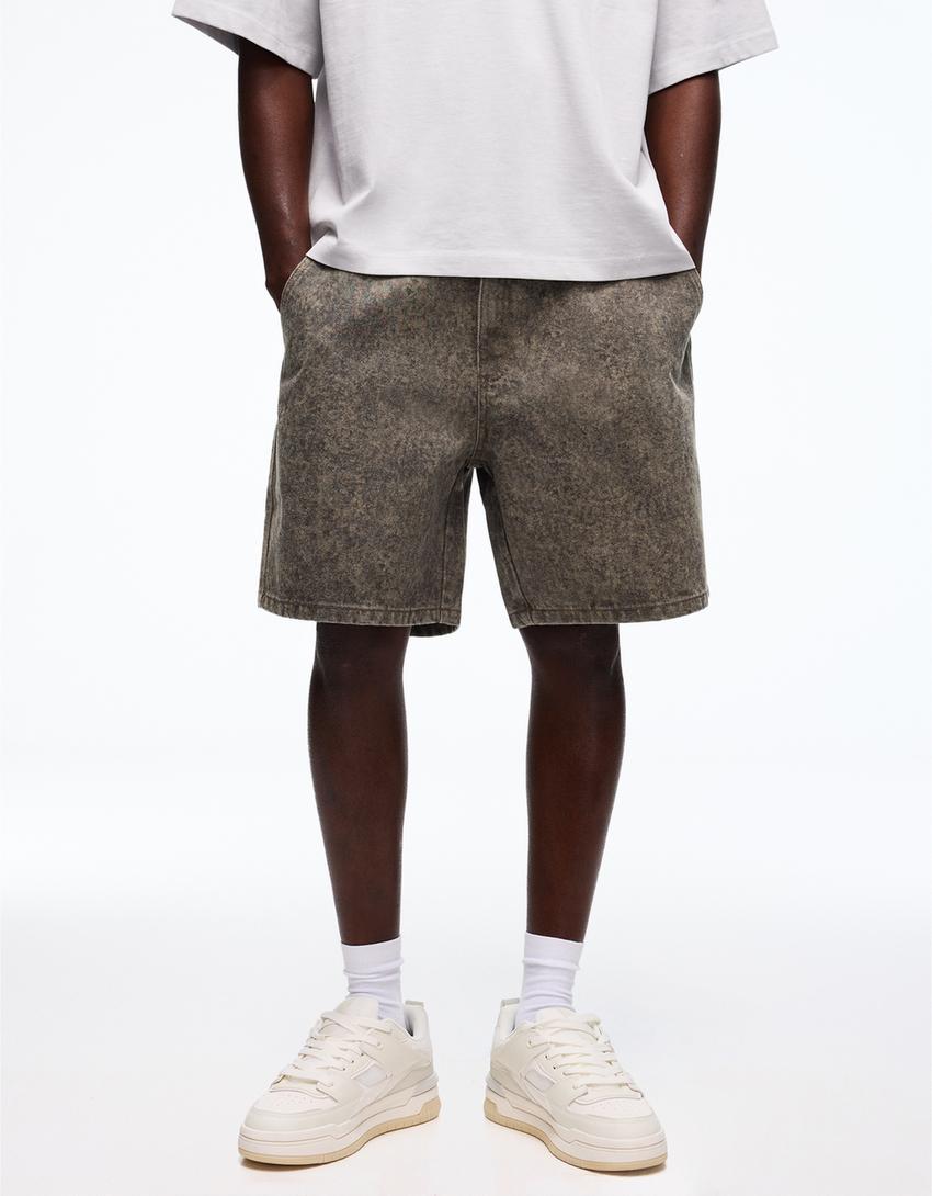 Calções bermuda baggy fit estampados-Cinzento-escuro