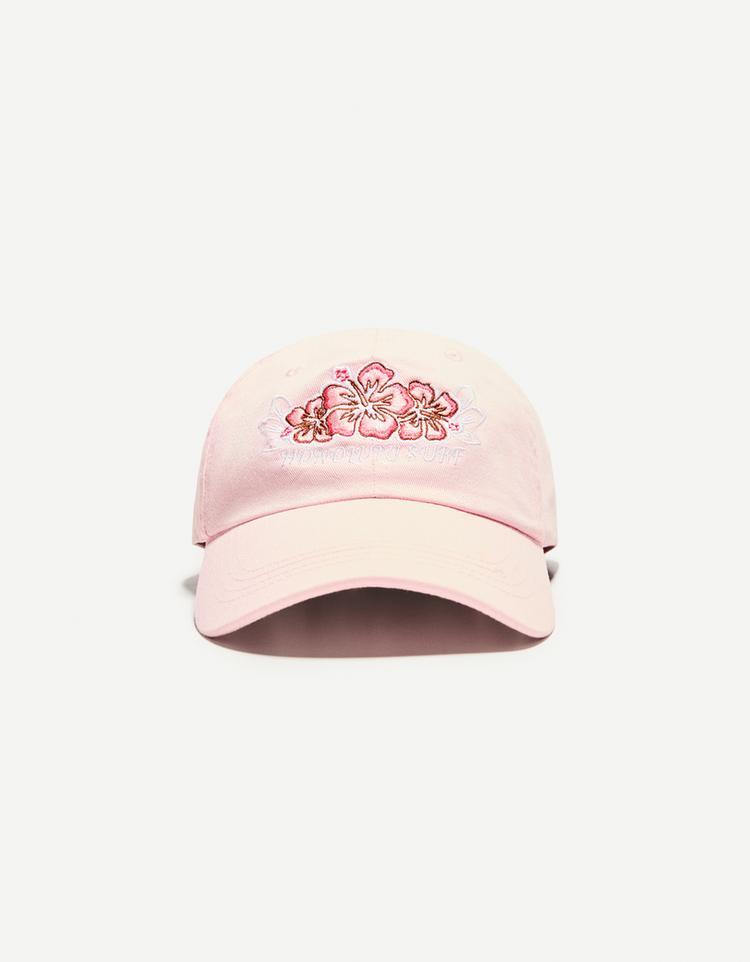 Cap with floral embroidery
