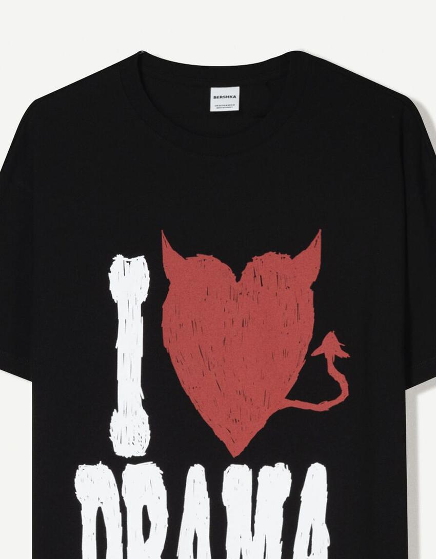 Short sleeve T-shirt with print-Black-2