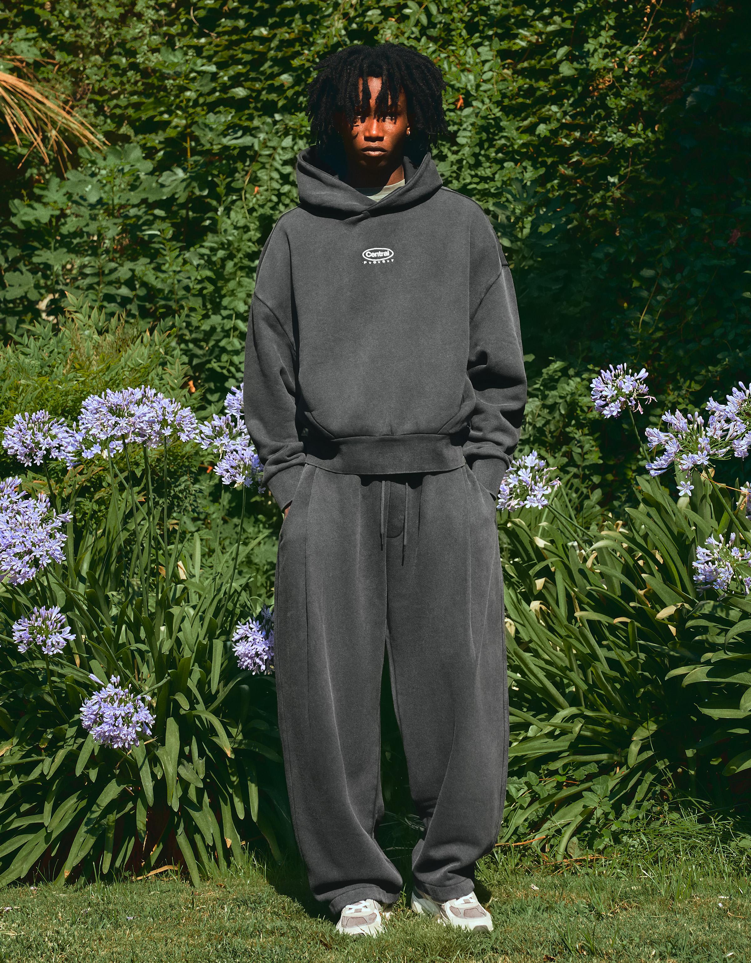Washed effect hooded sweatshirt — Grey