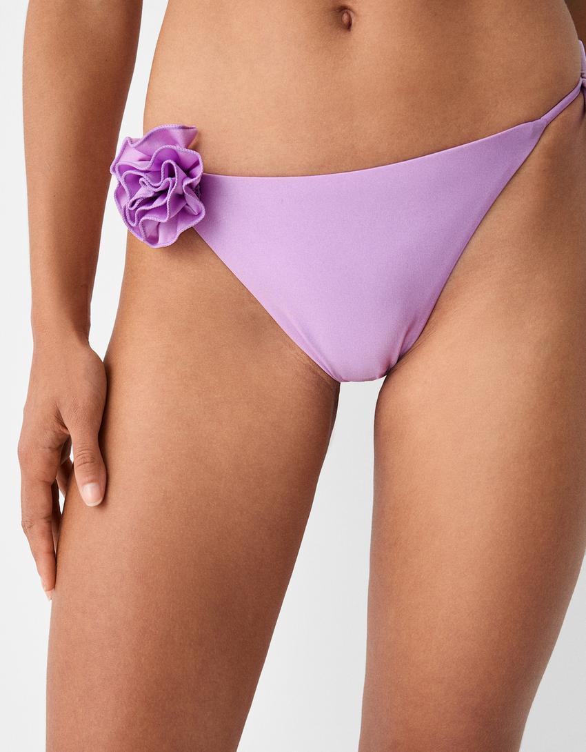 قطعة بيكيني سفلية بتفصيل زهور-بنفسجي-3
