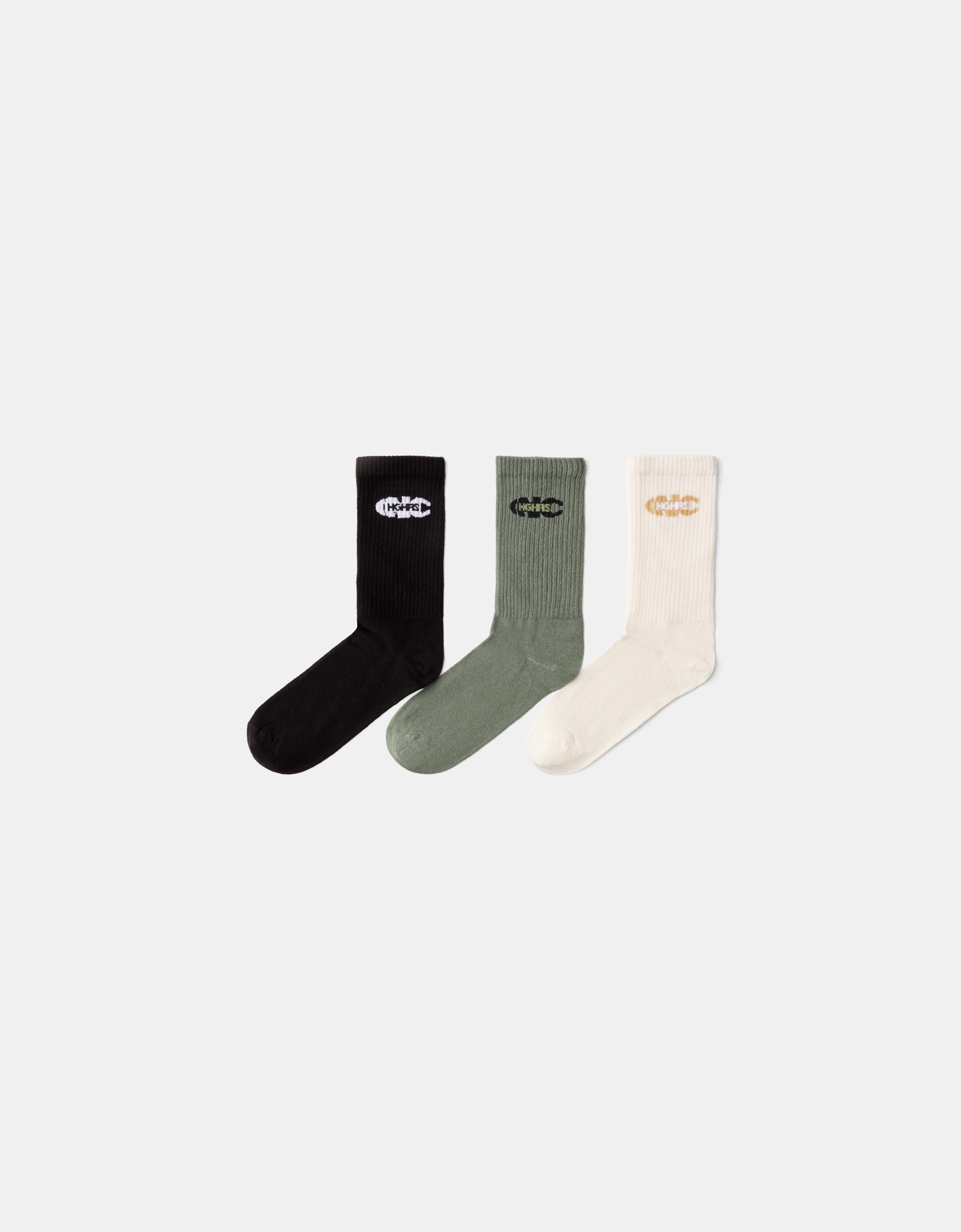 Bershka 3er-Pack Socken Herren Grün