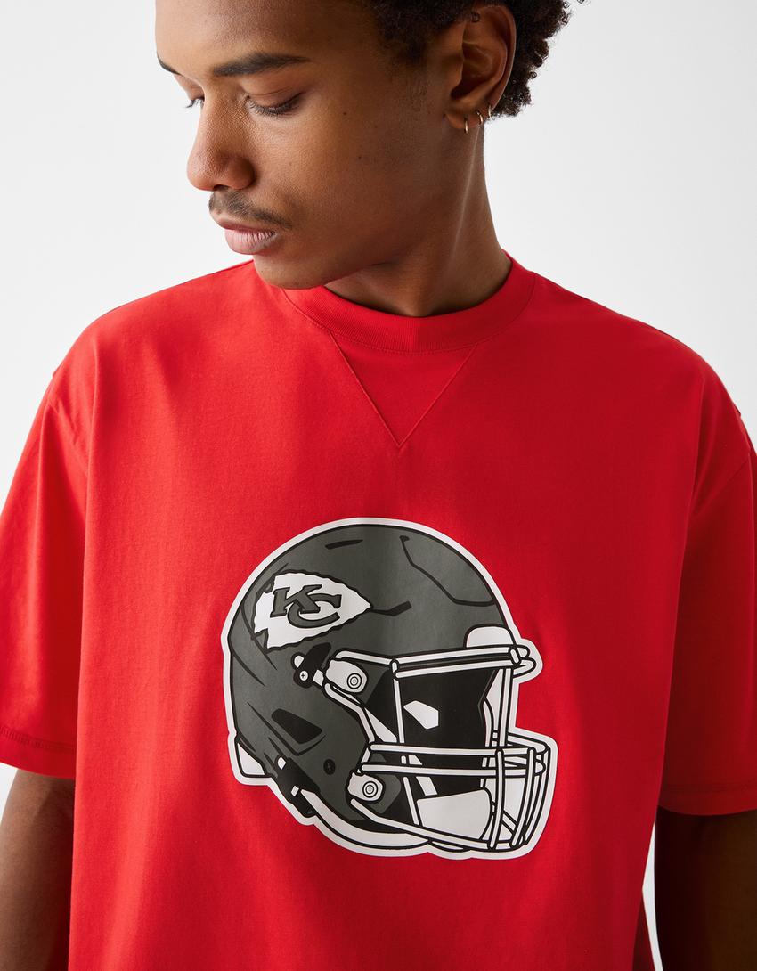 T-shirt NFL manches courtes boxy fit imprimé-Rouge-3