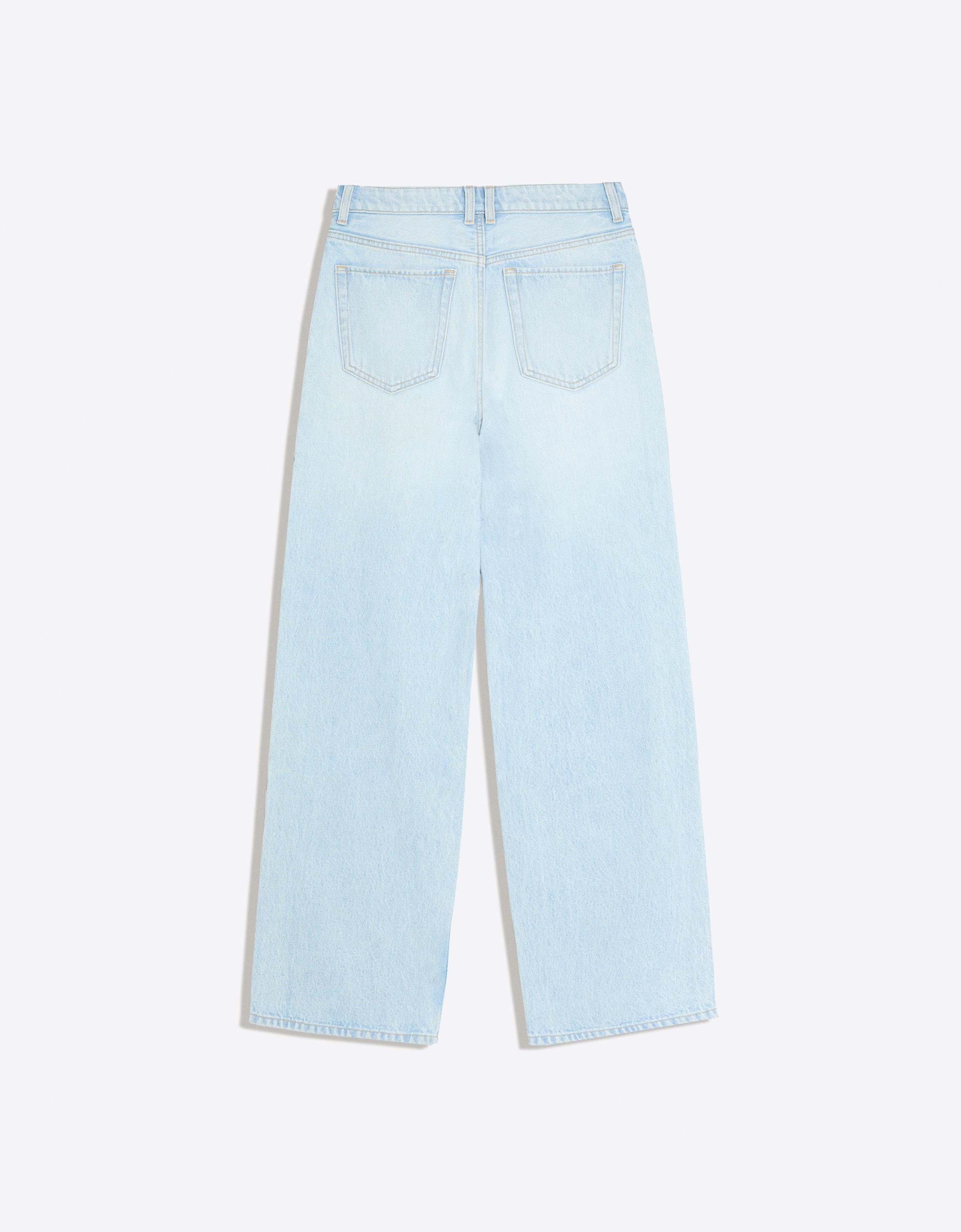 High-waist wide straight-leg jeans — Light blue