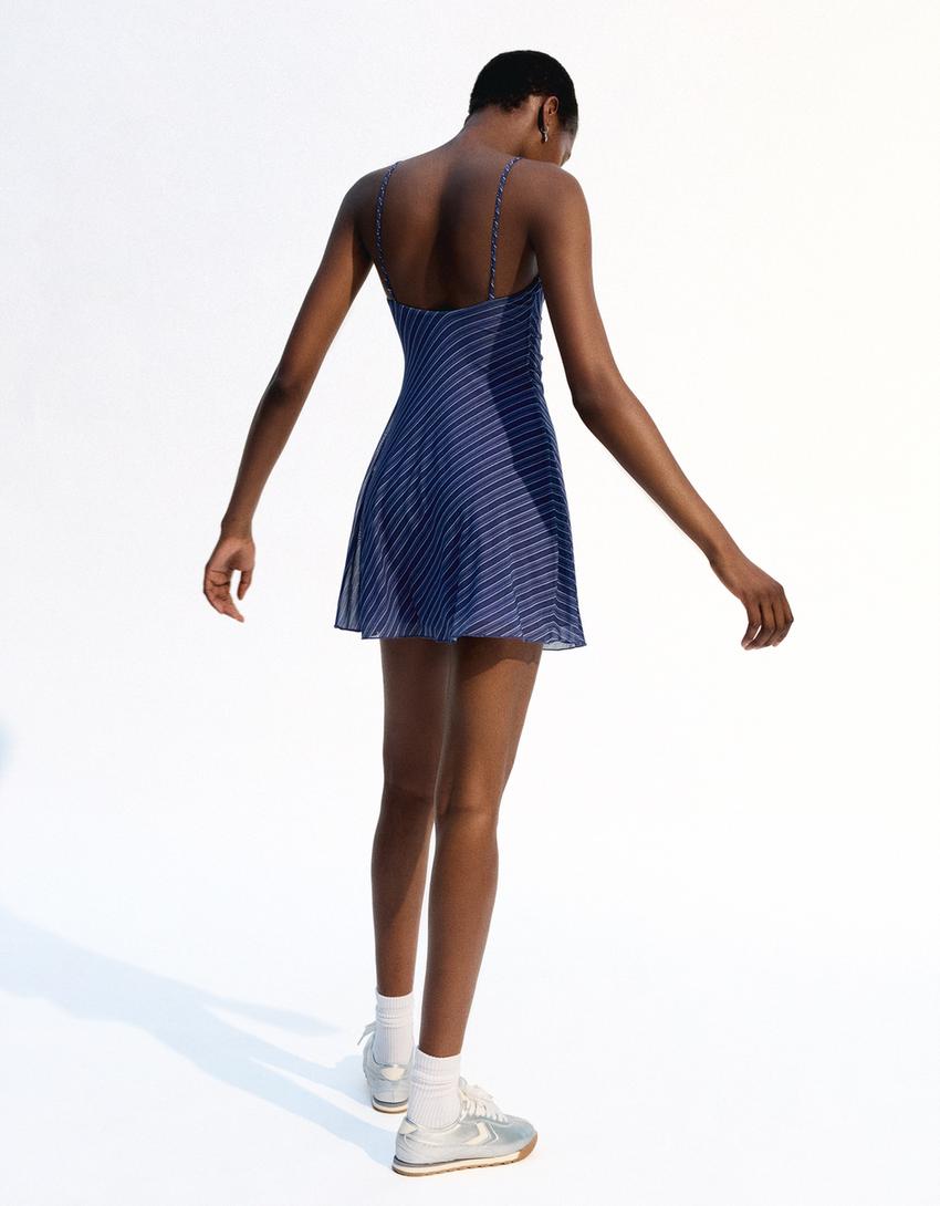 Strappy tulle dress-Blue-1