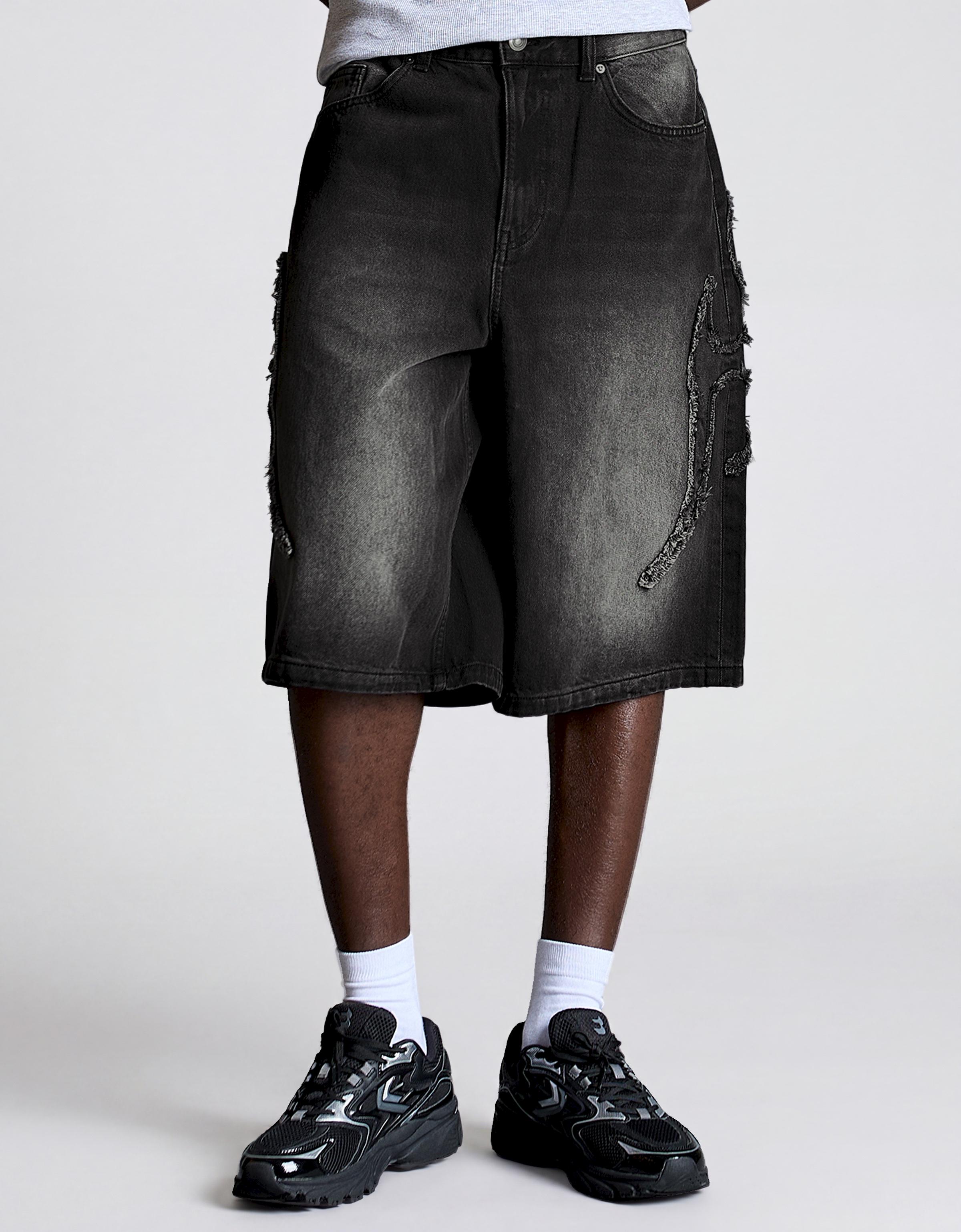 Star print baggy Bermuda shorts — Black