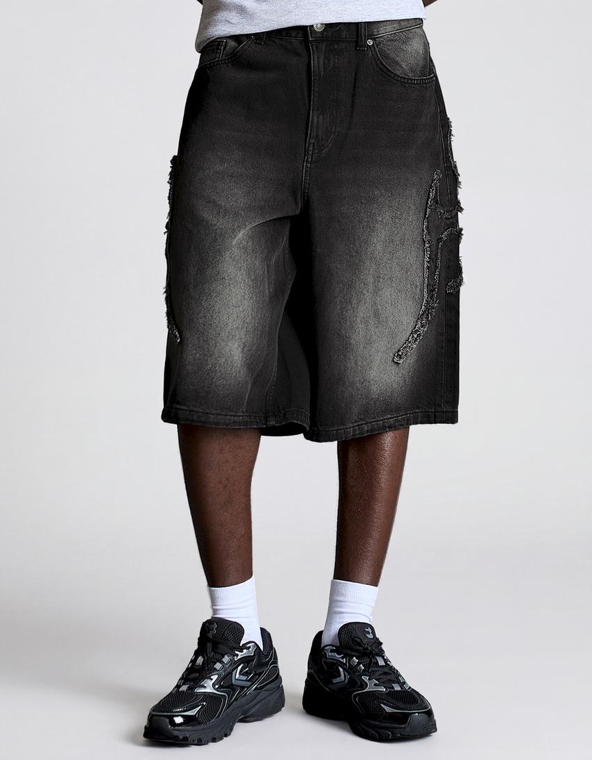 Bermuda baggy fit patch-Nero