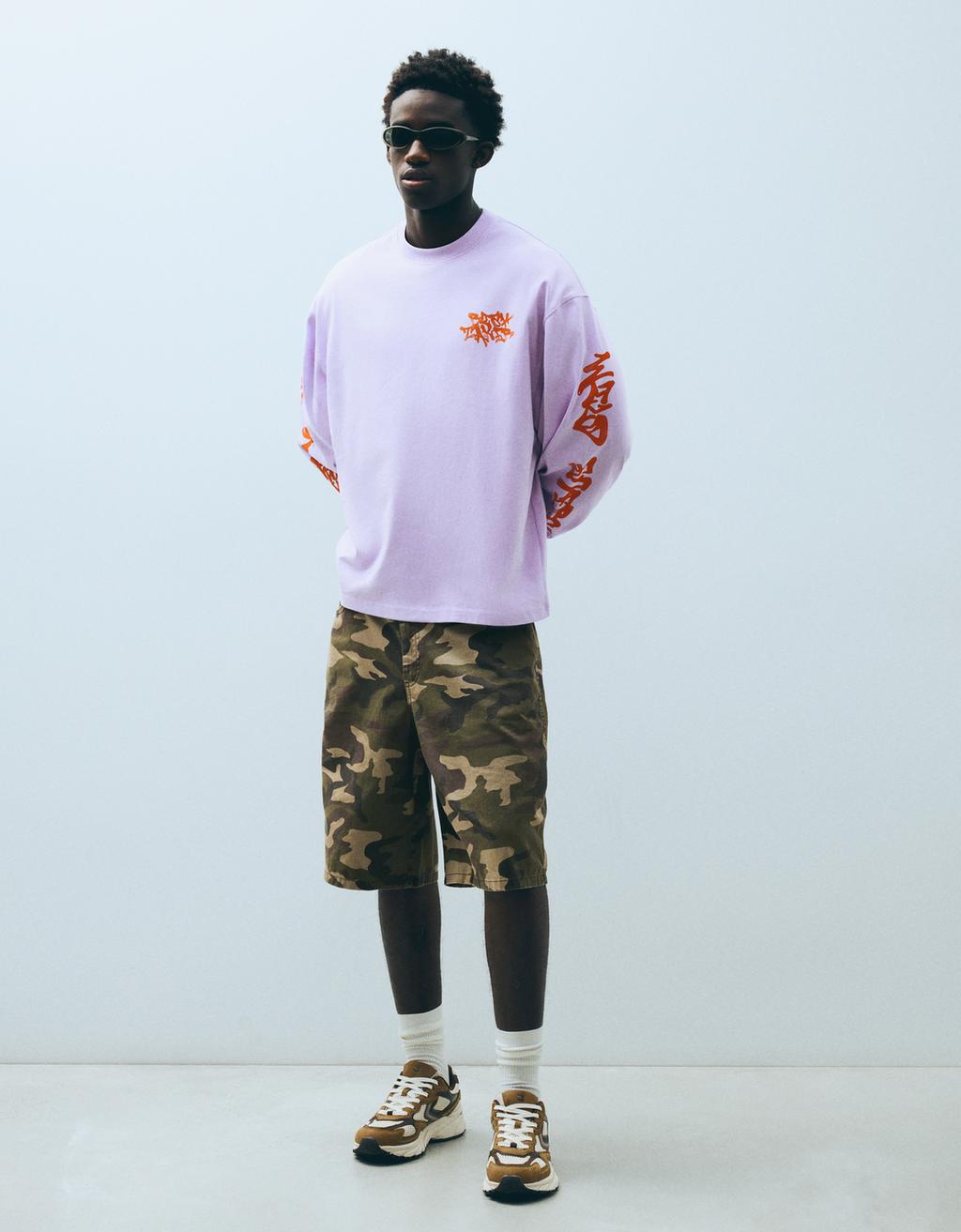 Bershka Çap olunmuş skater bermuda şort