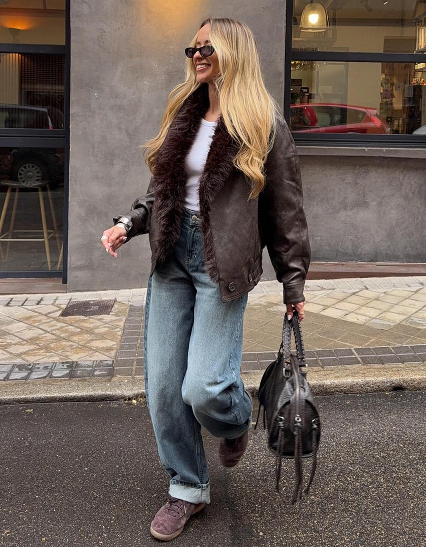 Jeans wide leg barrel tiro alto-Azul