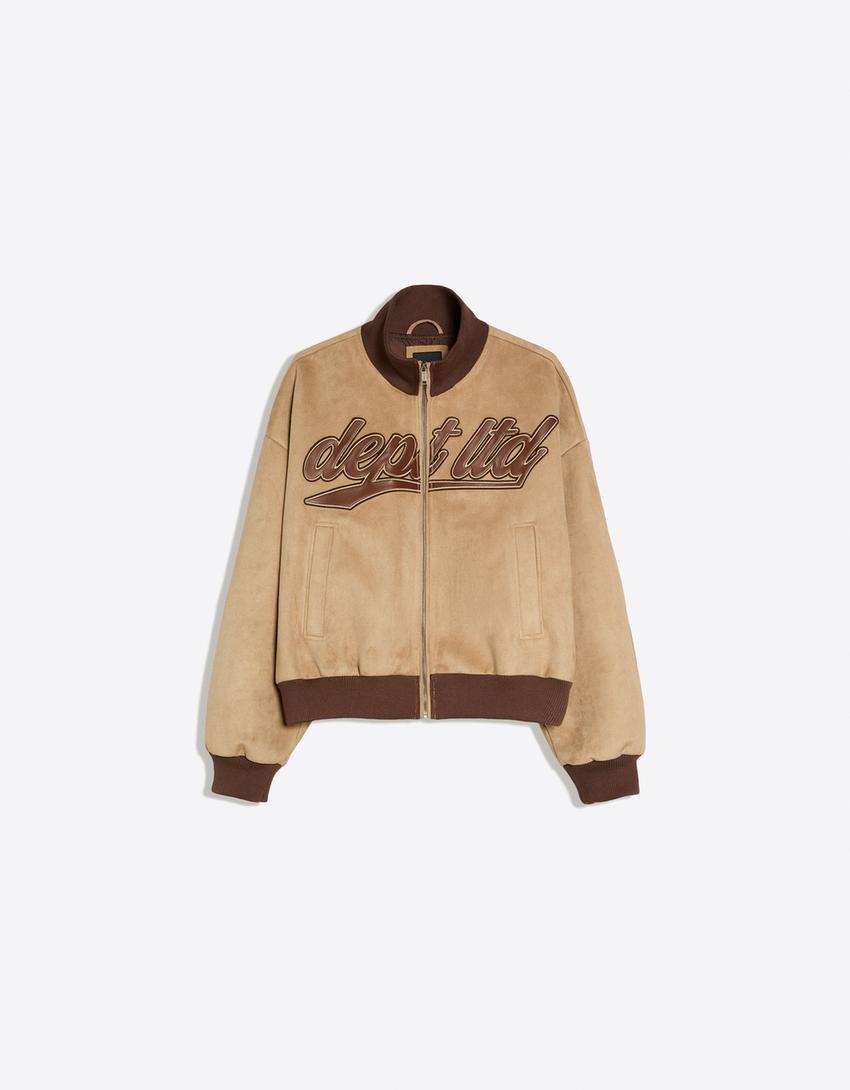 Faux suede jacket-Beige