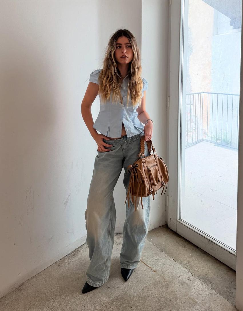 Baggy barrel jeans-Light blue