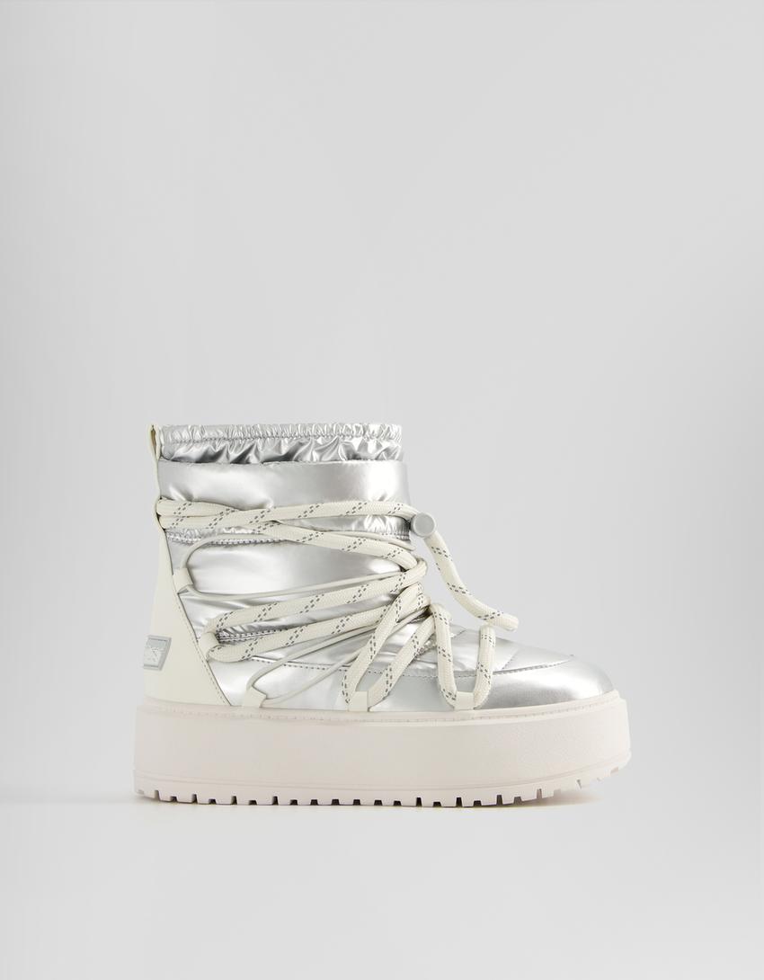 مجموعة التزلج- بوت مبطن برقبة للكاحل ونعل عال-رمادي-6