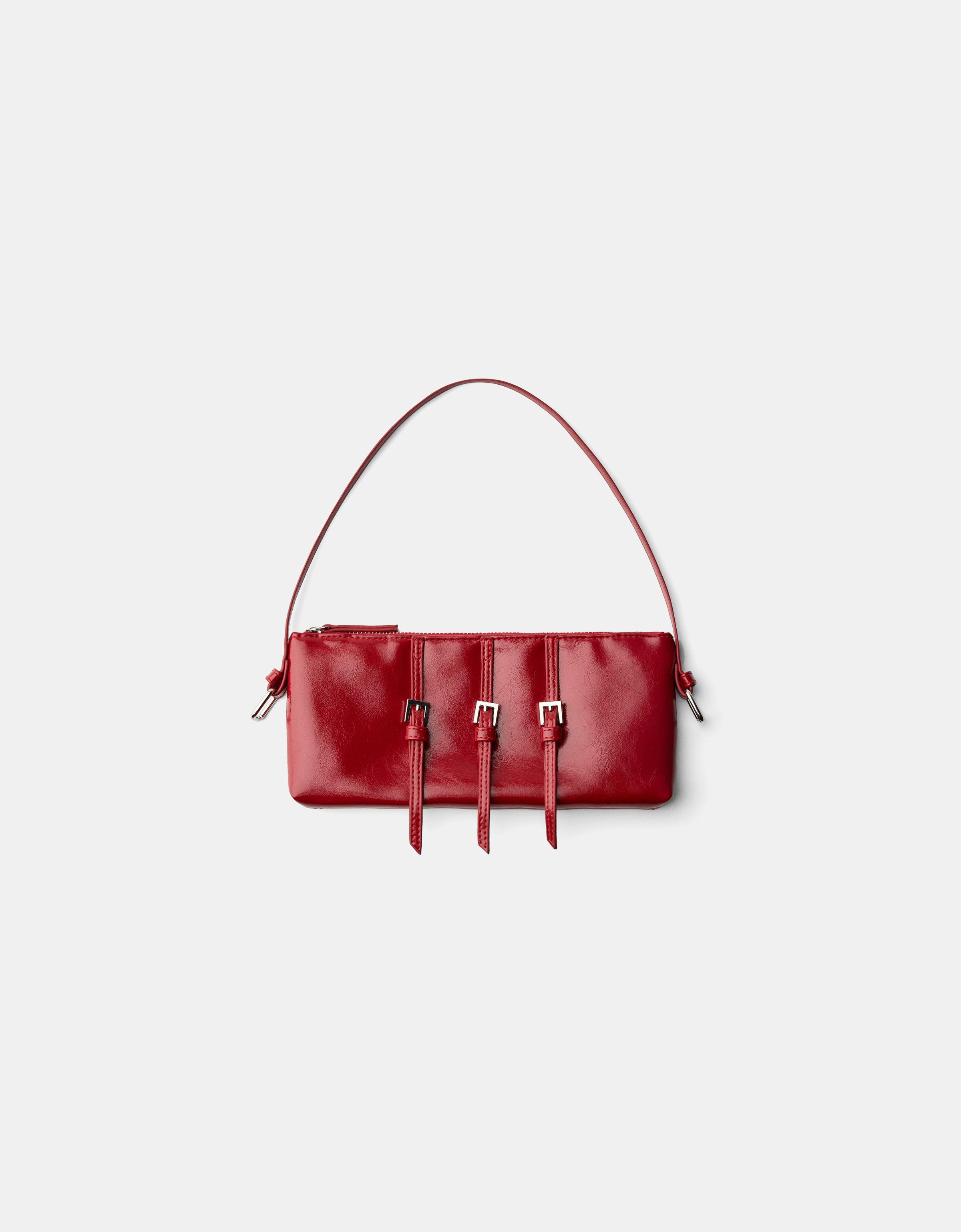 Bershka Schultertasche Mit Schnallen Damen Rot