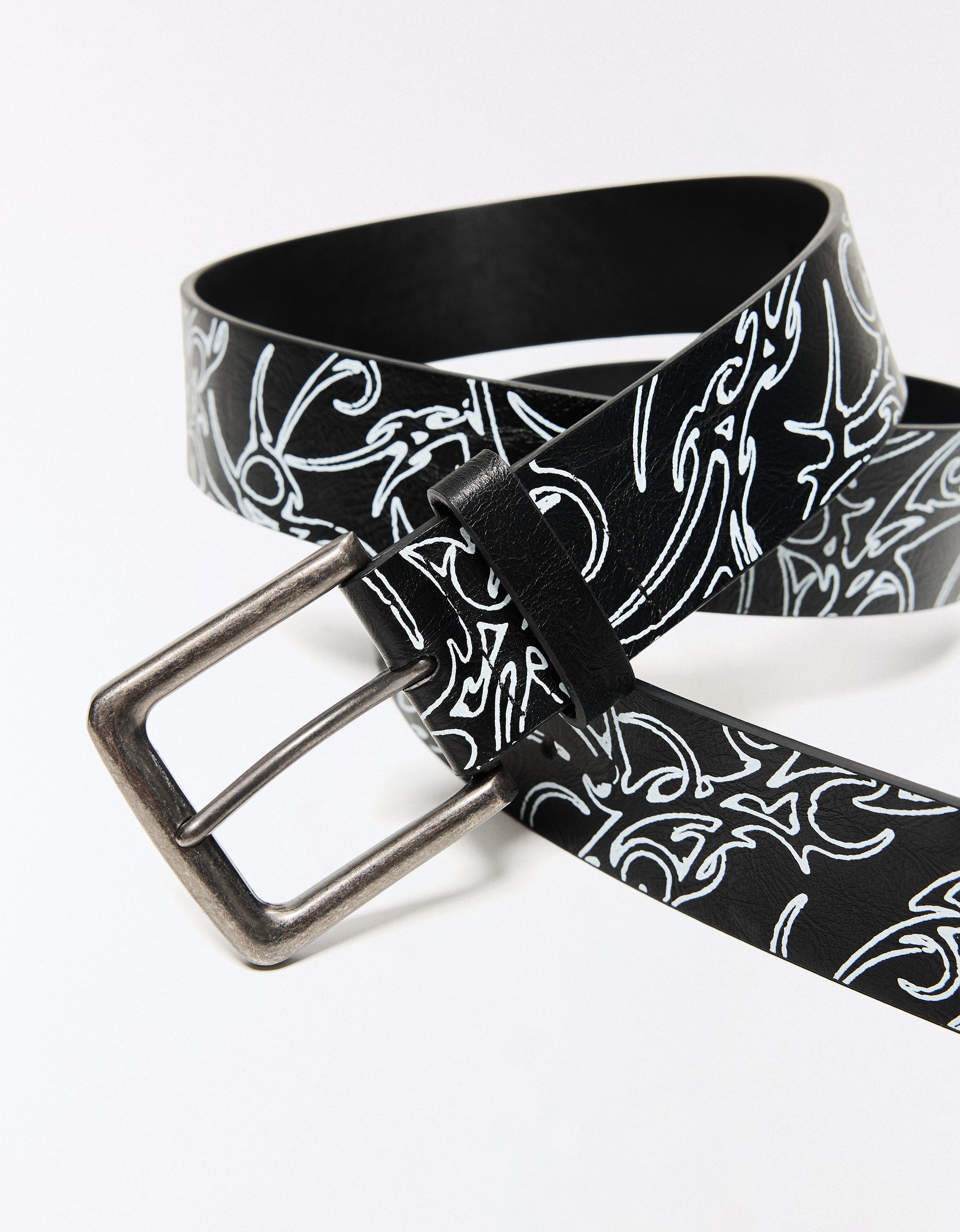 Belt with print buckle — Black