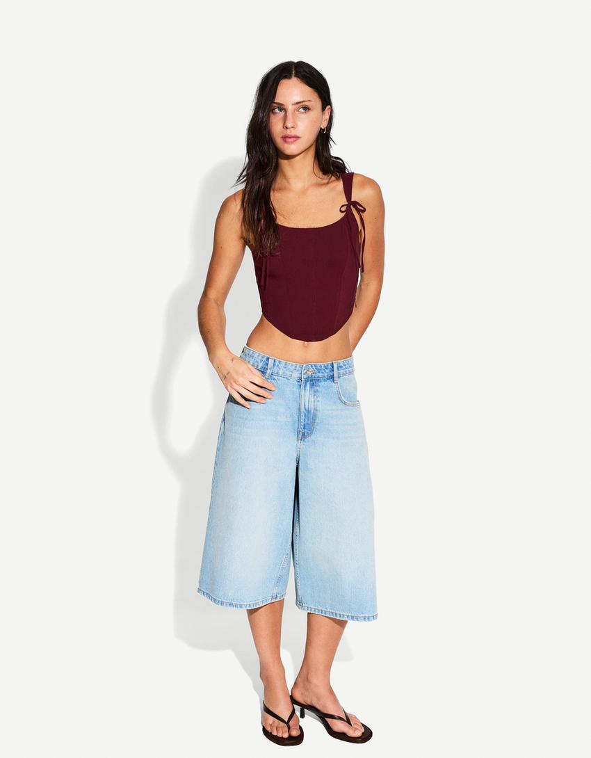 Corset top with bows-Maroon-1