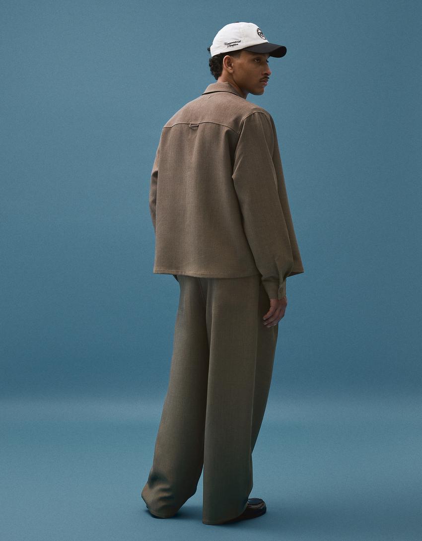 Super baggy fit tailored pantolon-Haki