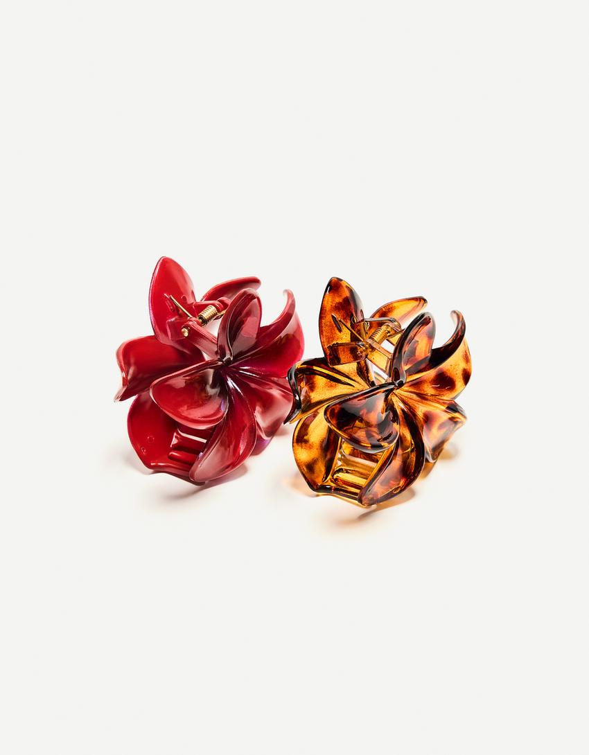 Lot 2 pinces fleur-Bordeaux
