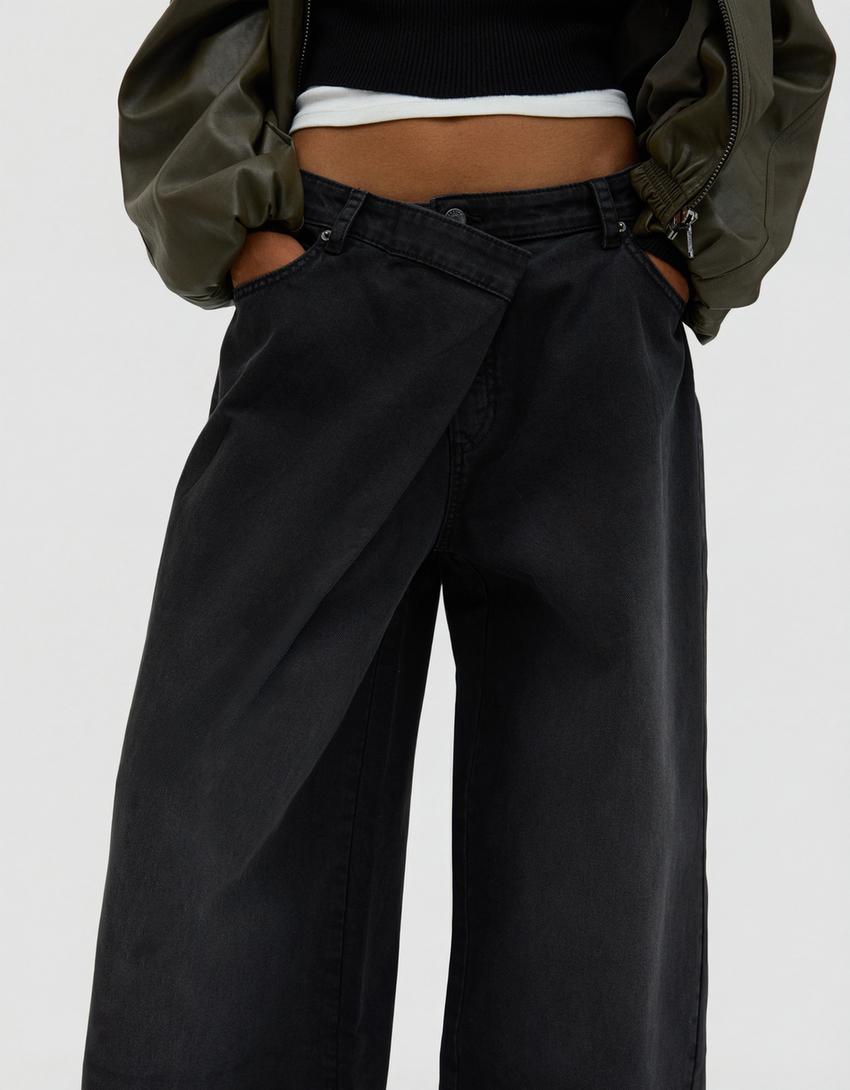 Barrel-leg trousers-Grey