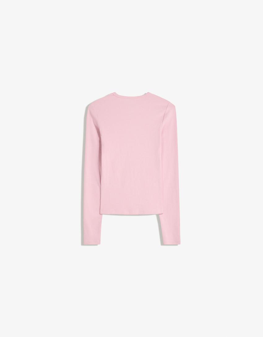 Camiseta manga larga-Rosa-4