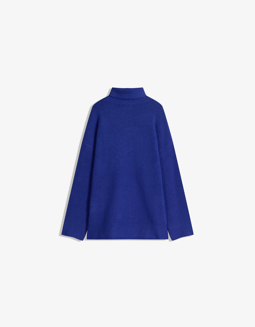 Oversized turtleneck sweater-Blue