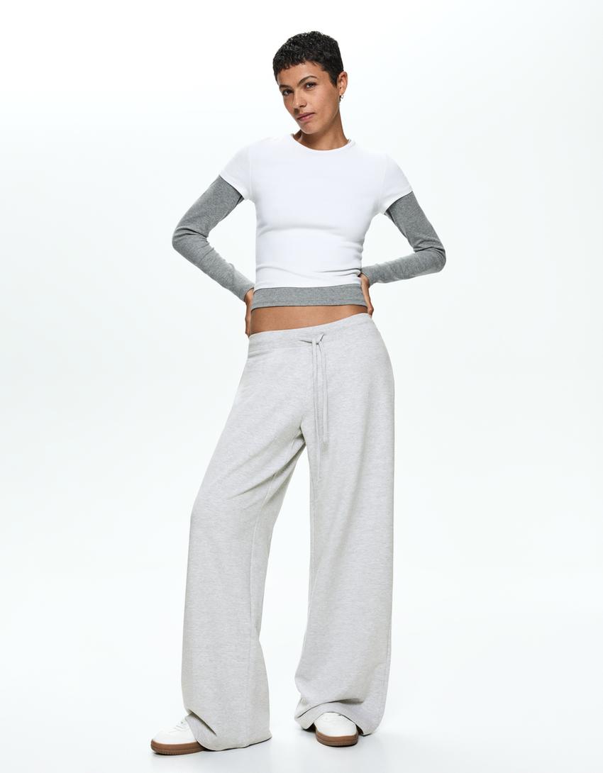 Plush jersey trousers-Grey