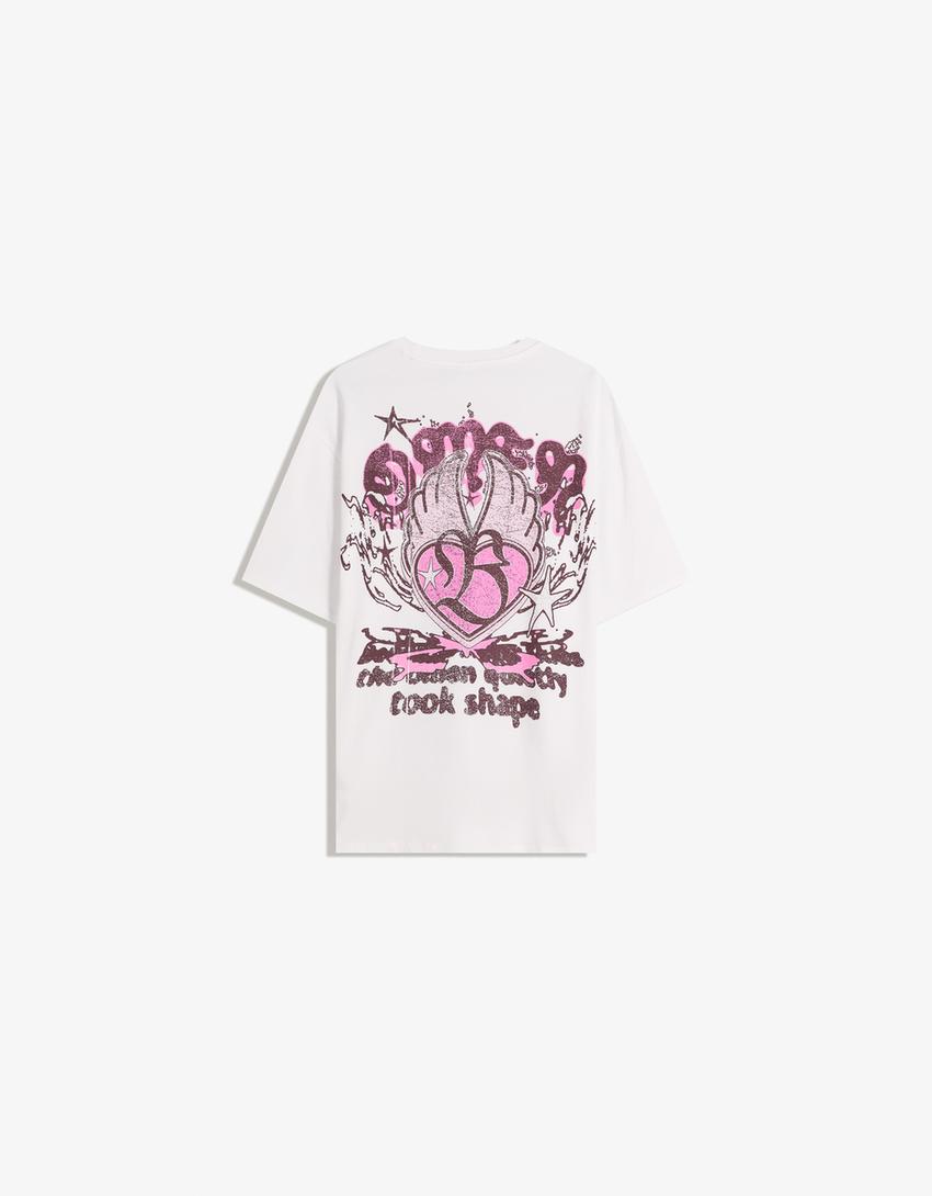Short sleeve T-shirt with print-White