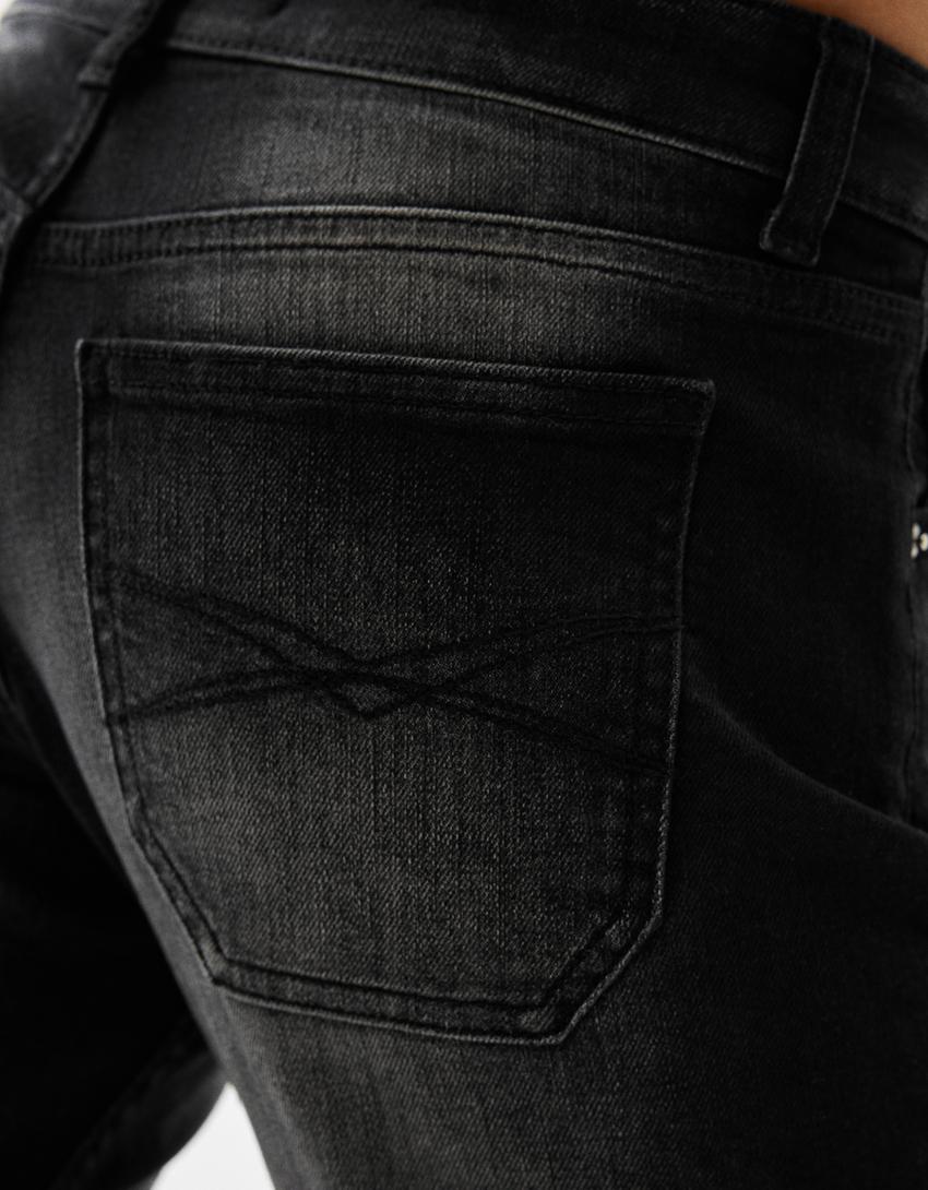 Low-waist straight fit jeans-Black-5