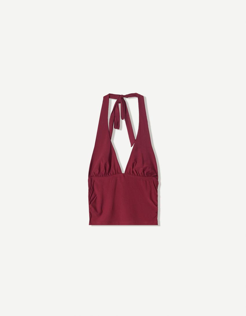 Top halter fruncido-Burdeos-3