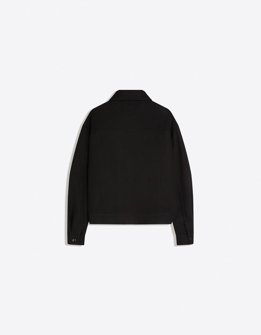 Surchemise zippée Boxy fit flanelle-Noir