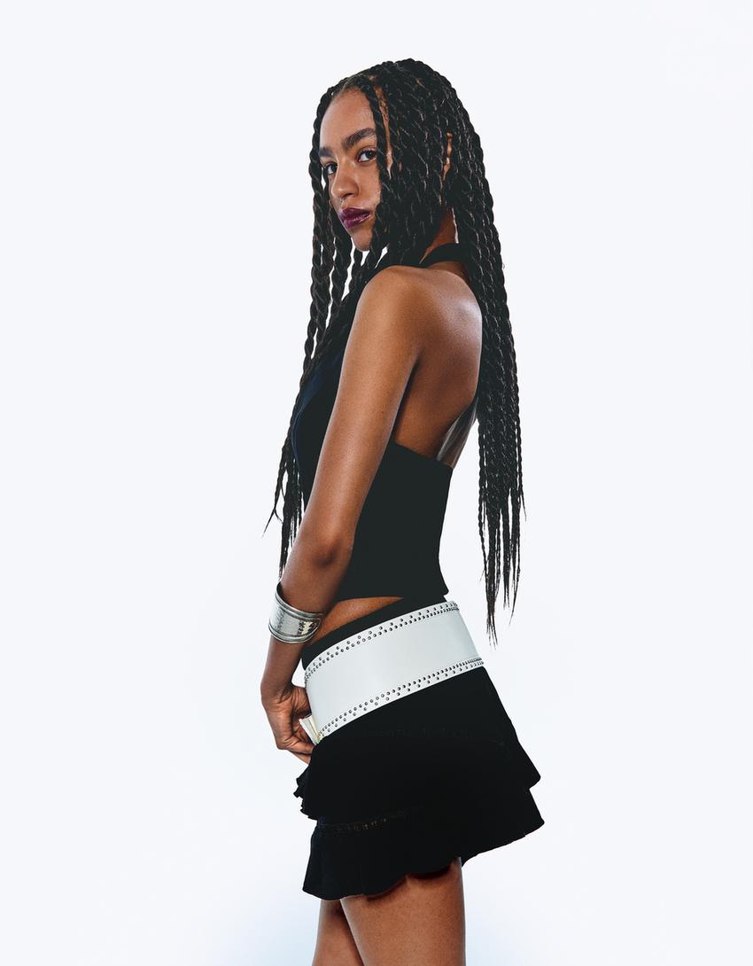 Jupe-culotte texturée boho-Noir-1
