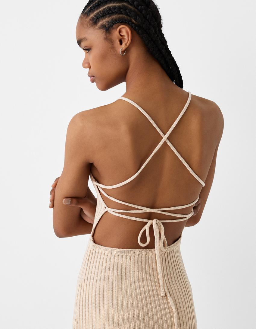 Robe rustique dos nu-Sable-5