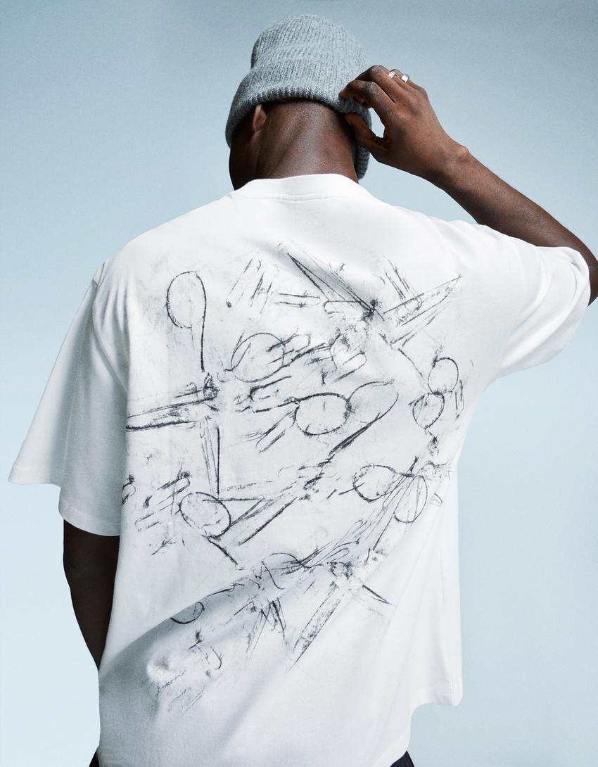 T-shirt met print en korte mouw-Wit-2