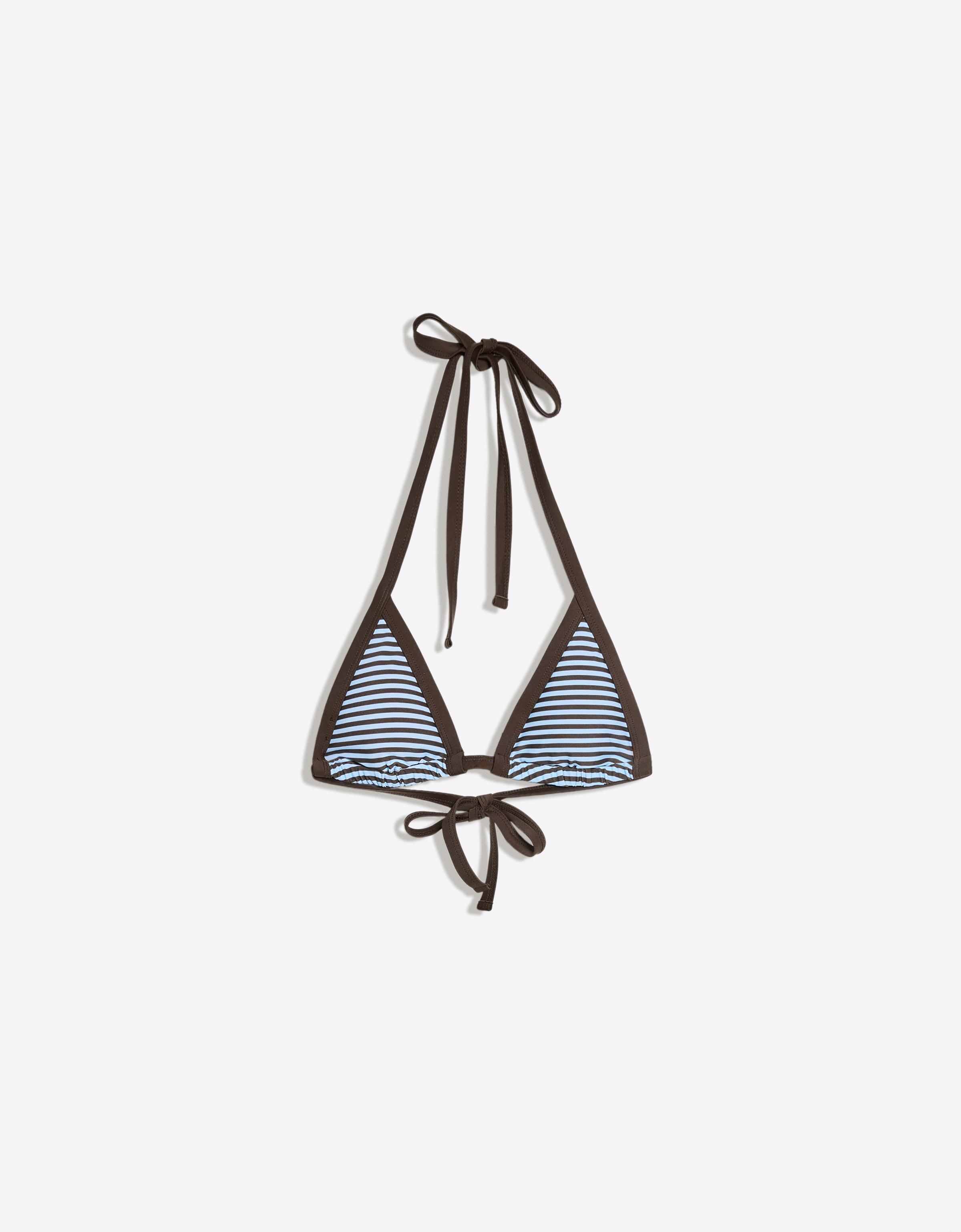 Striped triangle bikini top — Blue