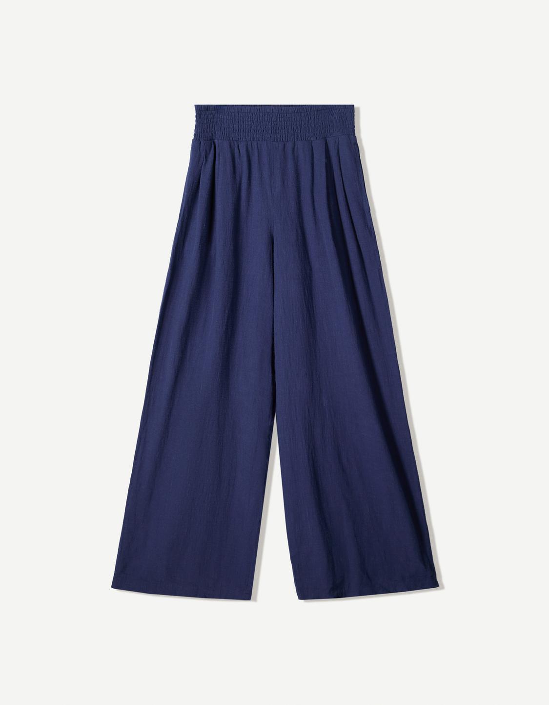 Wide-leg rustic trousers with darts