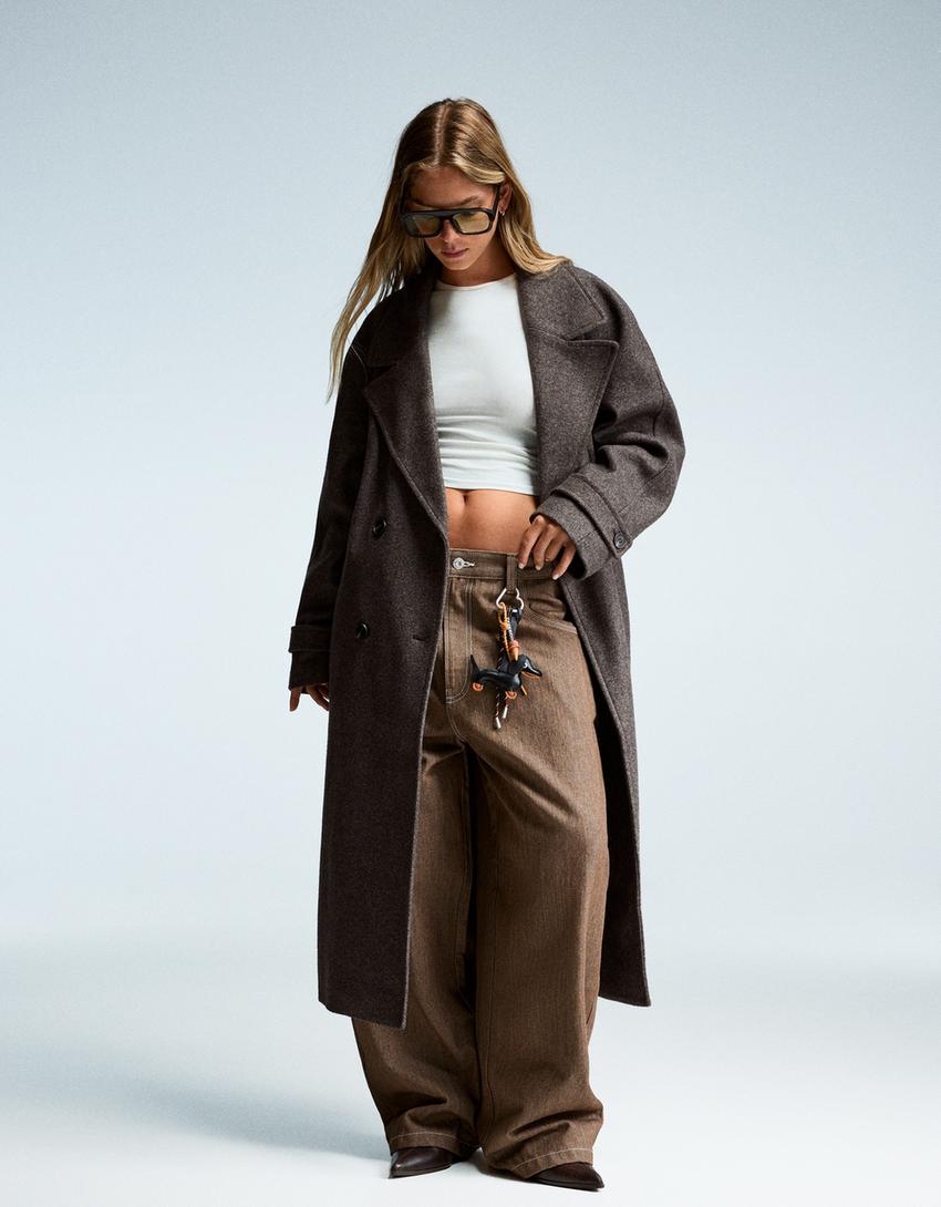 Trench morbido con cintura-Marrone-0