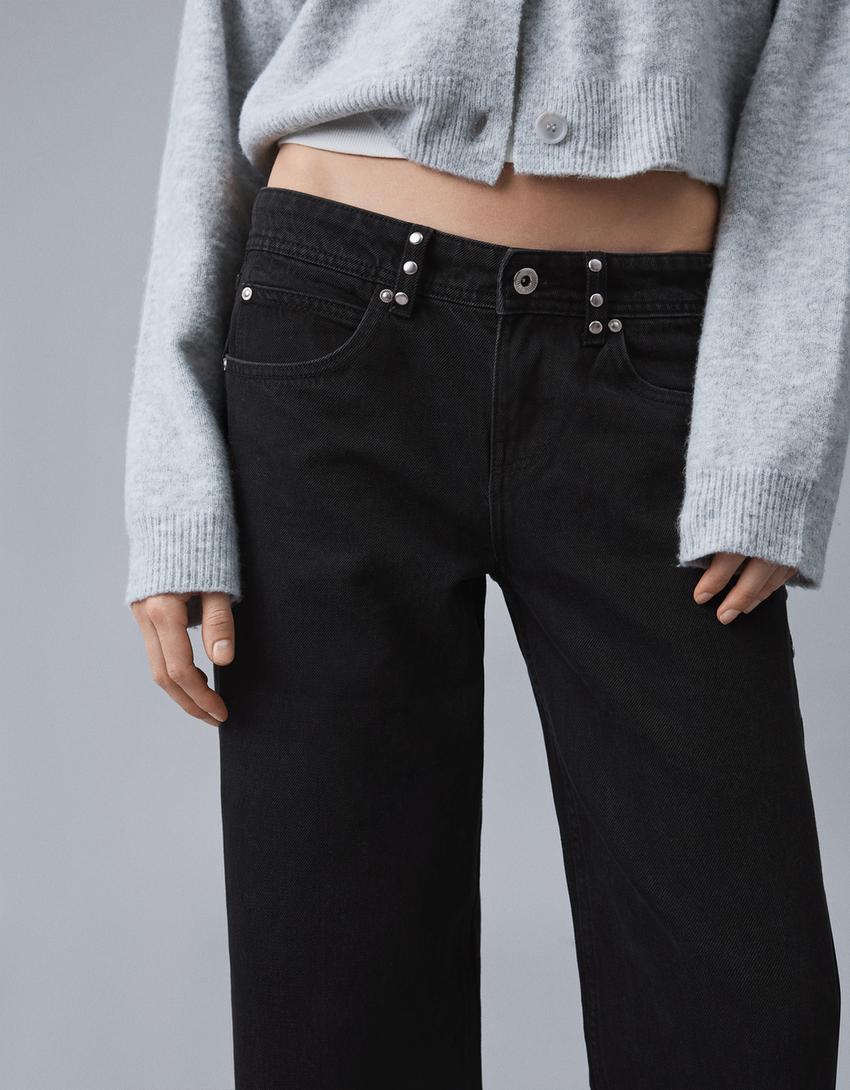 Jeans baggy tachas estrellas-Negro