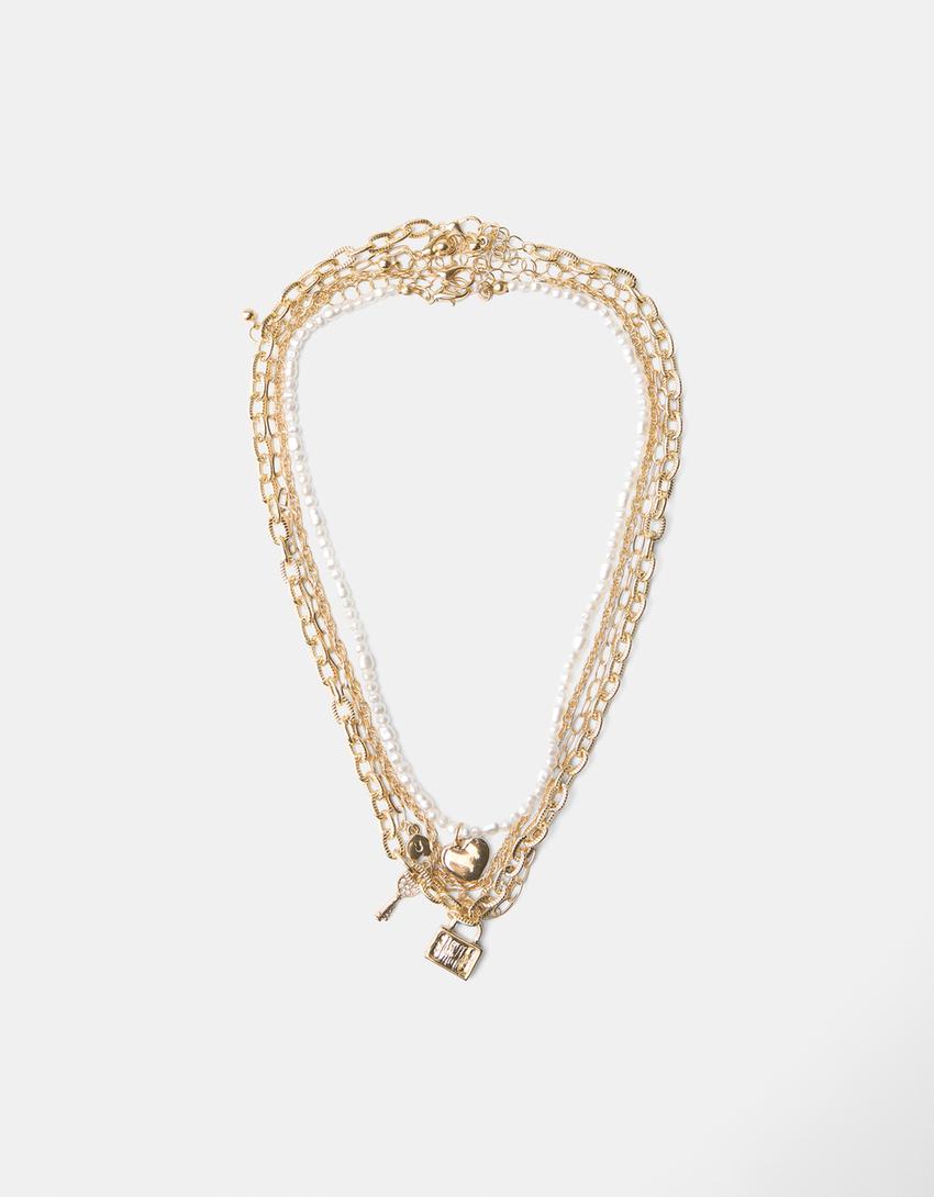 Pack 4 colliers pendentifs-Or-1