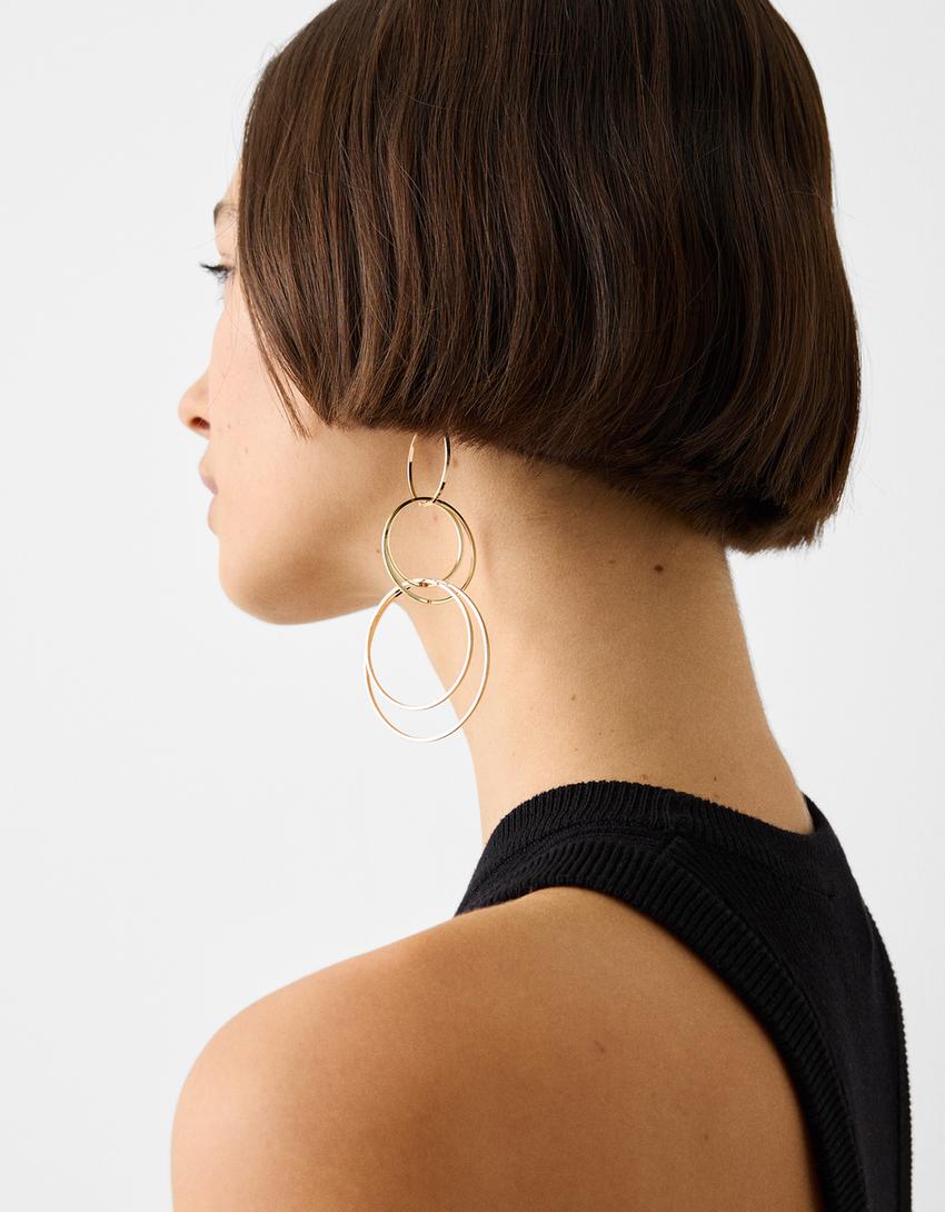 Boucles d’oreilles pendantes anneaux-Or-1