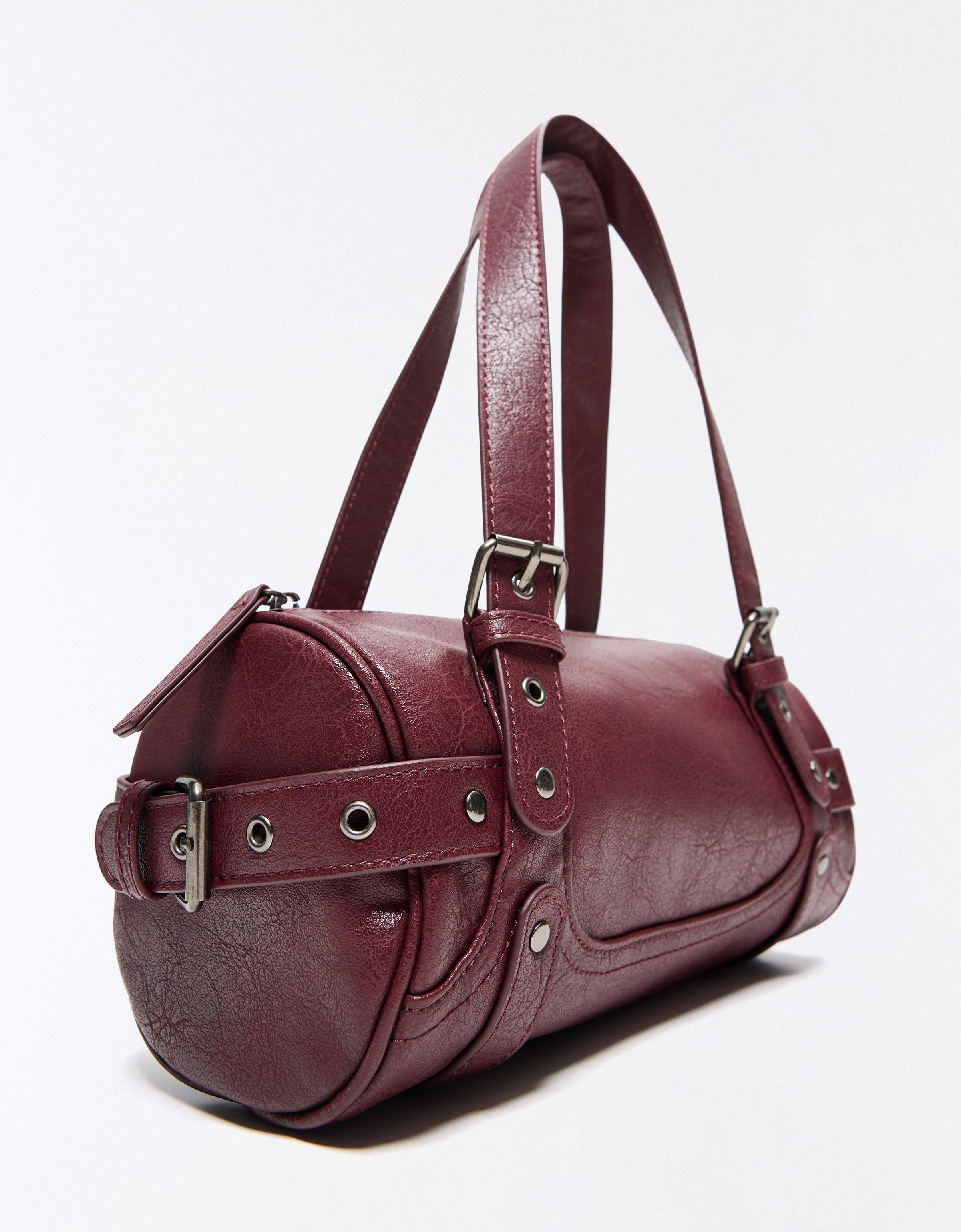 Studded barrel bag — Burgundy