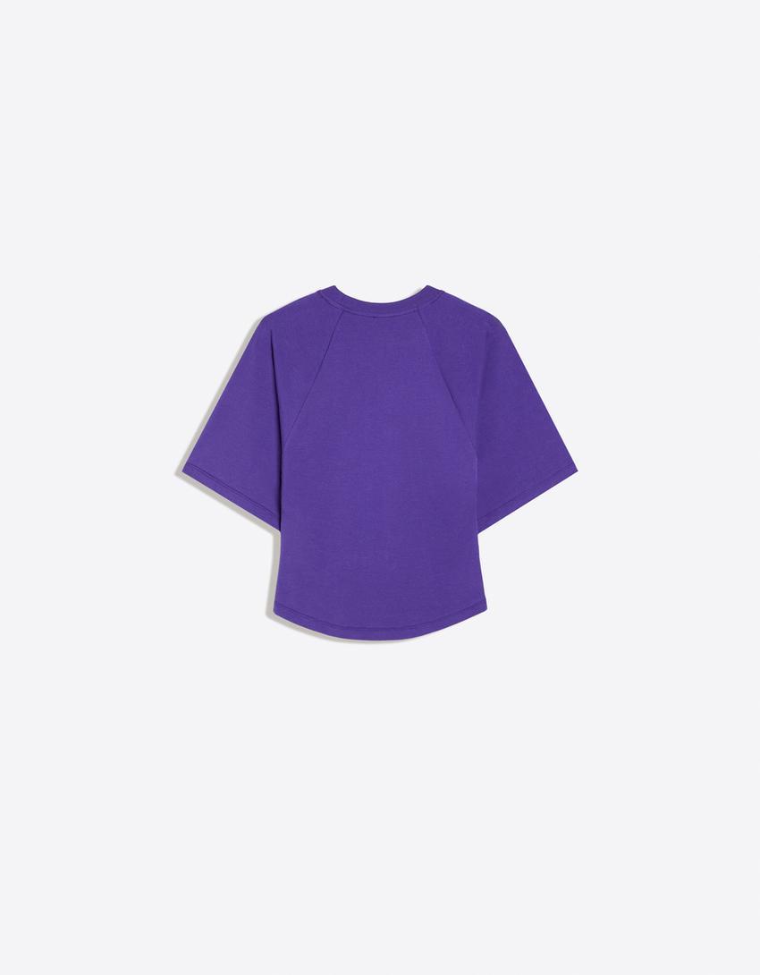 Corset-effect print T-shirt-Violet