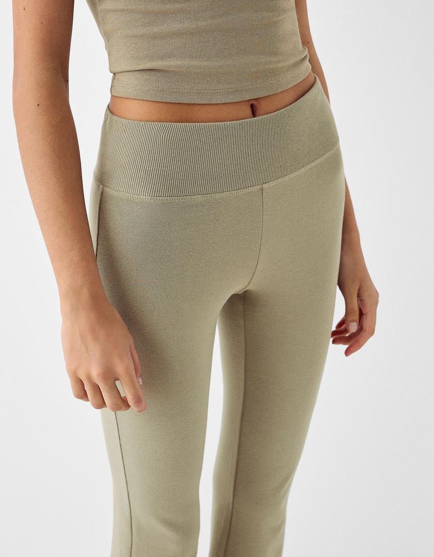 T-shirt and flared trousers set-Khaki-3