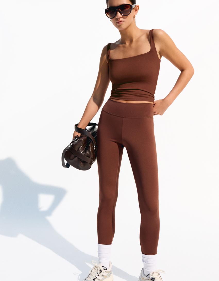 Legginsy basic-Brązowy-2