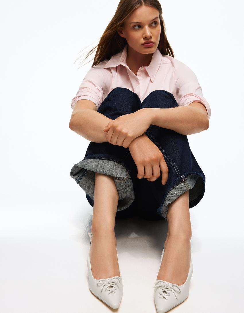 Kitten-Heels im Korsett-Stil-Weiss