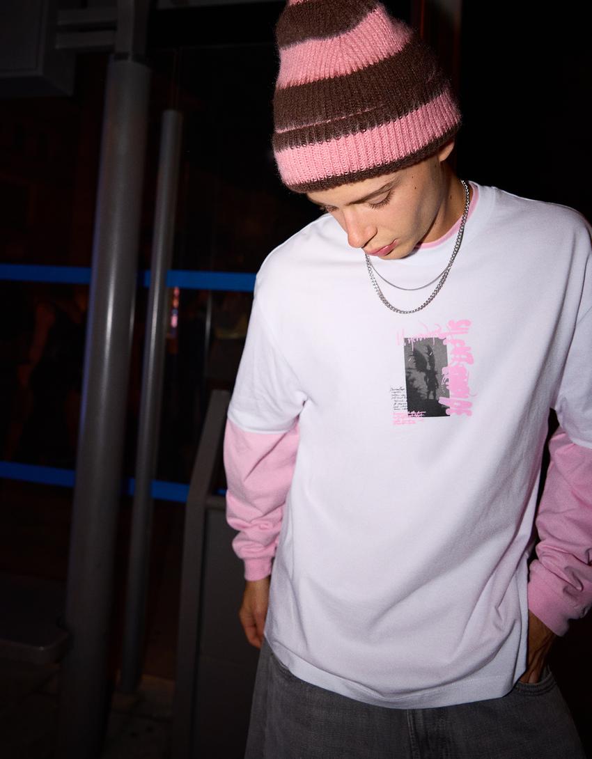 T-Shirt mit Print-Weiss