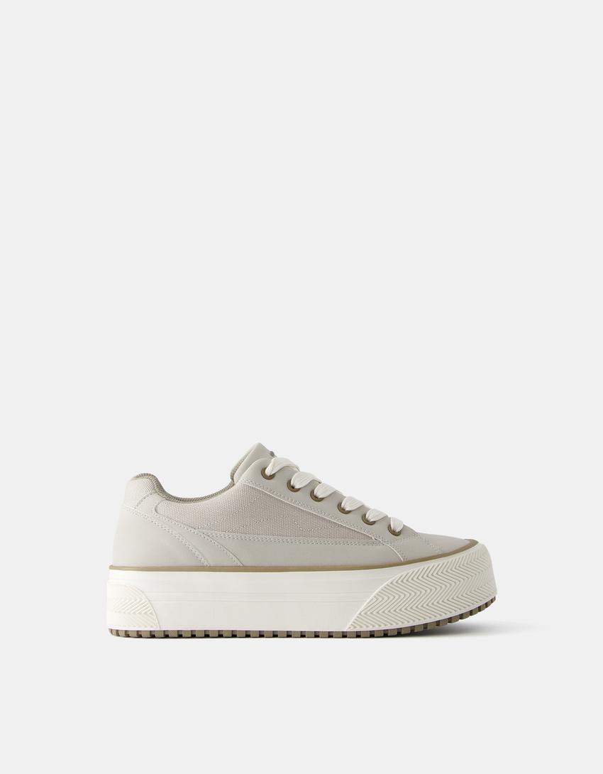 Мъжки кецове от с платформа-Сиво-5