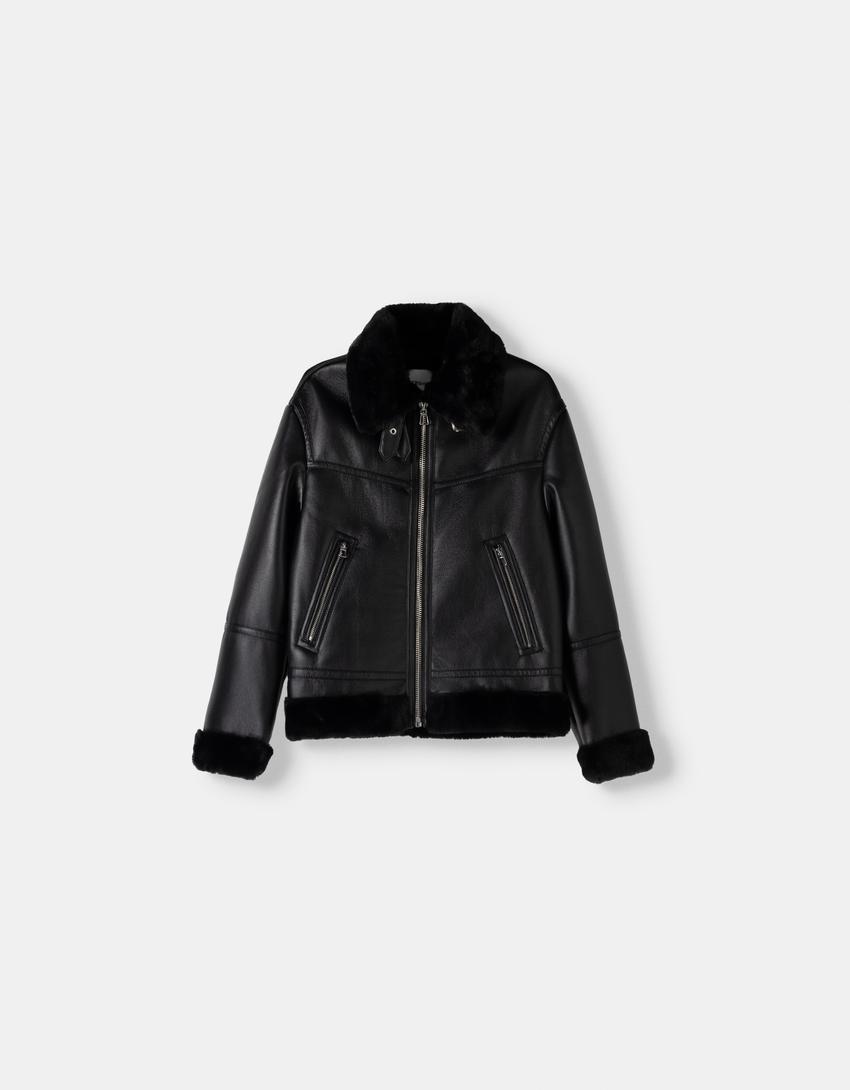 Cazadora Acolchada Chaqueta De Bershka Negra Chaqueta Acolchada