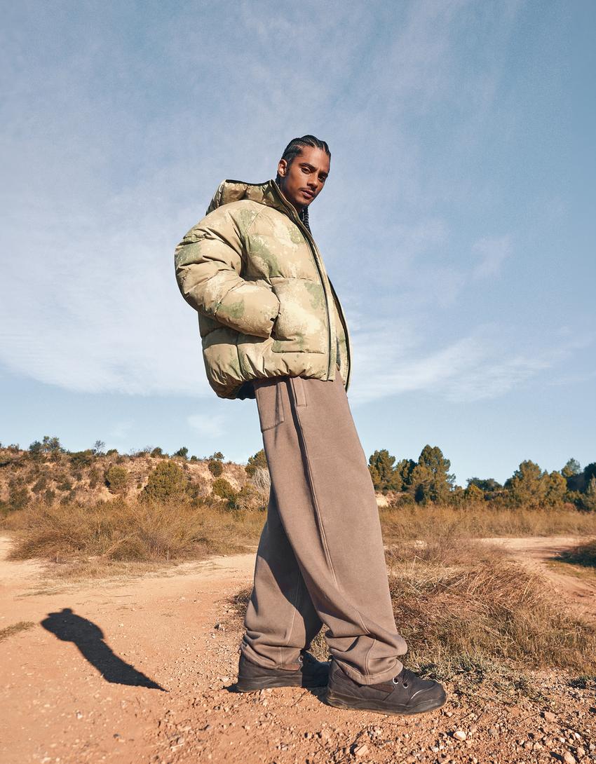 Balloon fit trousers-Brown